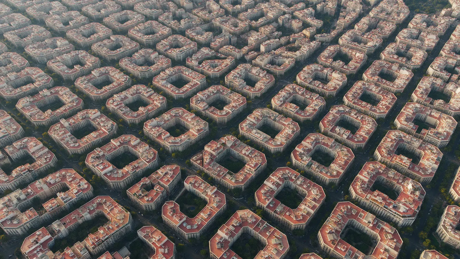 Manzanas de un ensanche urbano a vista de pájaro