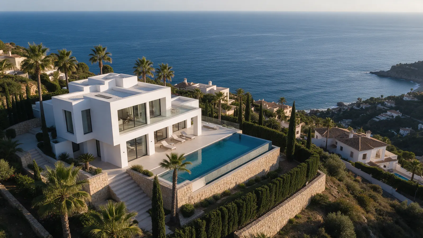 Villa de lujo con piscina sobre el Mediterráneo